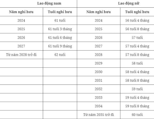 Tuổi nghỉ hưu của người lao động năm 2024 thay đổi như thế nào?